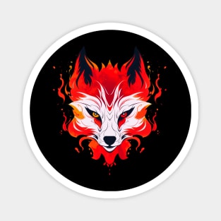 Howling at the Moon: Flame Wolf Design Magnet